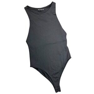 ZARA Women's Small Solid Black High Neck High Leg Stretch BodySuit NWOT